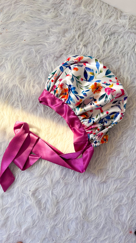 کلاه خواب بند دار ساتن ابریشم